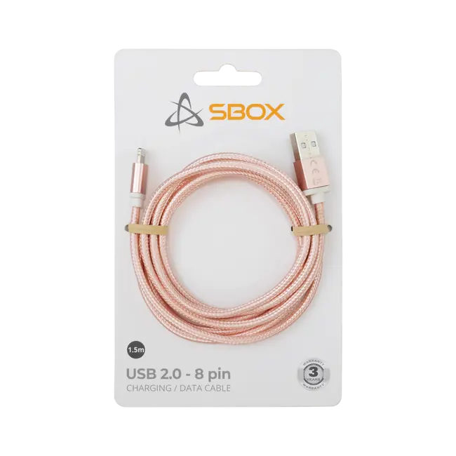 KABEL SBOX USB -> iPh.7 M/M 1,5M Blister Zlatno Roza