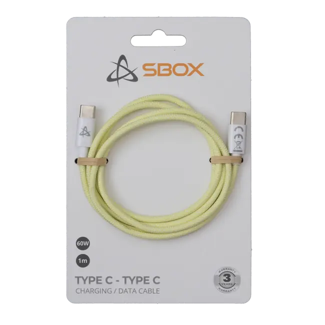 SBOX USB-C to USB-C Cable 1 m 60W - Yellow
