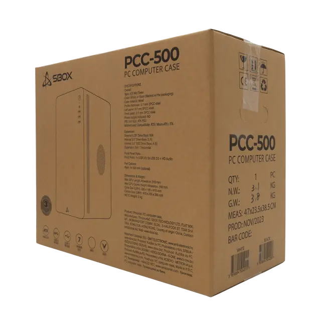 SBOX PCC-500B ATX PC Case - Black