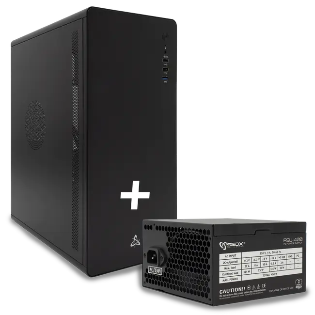 SBOX PCC-500B ATX PC Case with PSU-400 400W Power Supply - Black