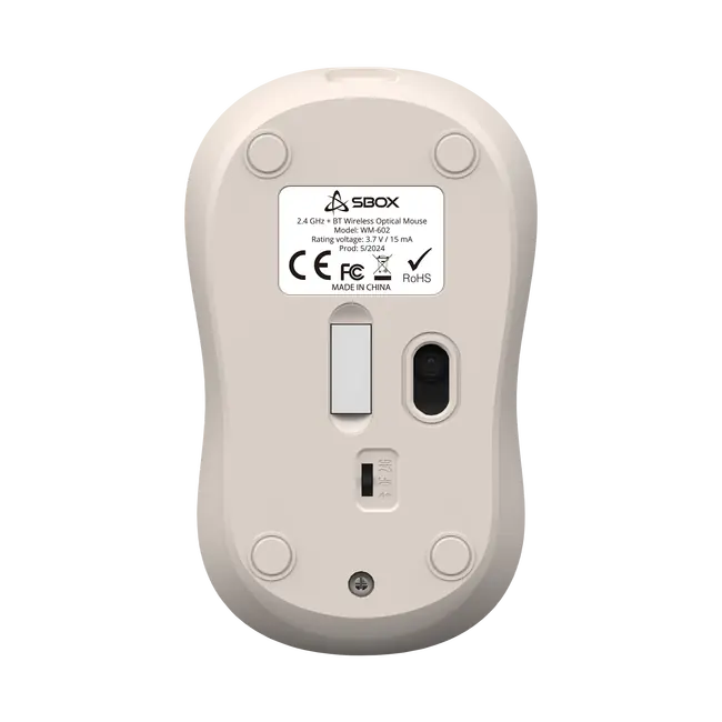 SBOX WM-602 Bluetooth and 2.4 GHz Rechargeable Wireless Mouse - Beige