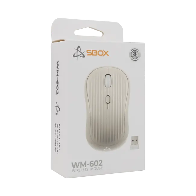SBOX WM-602 Bluetooth and 2.4 GHz Rechargeable Wireless Mouse - Beige