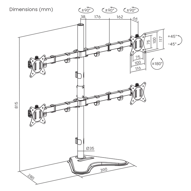 STALAK SBOX Desktop LCD-F048-2 (17-32"/4x9kg/100x100)