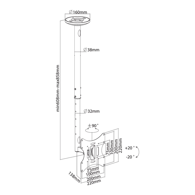 STALAK SBOX Stropni CPLB-28S (23-43"/30kg/200x200)