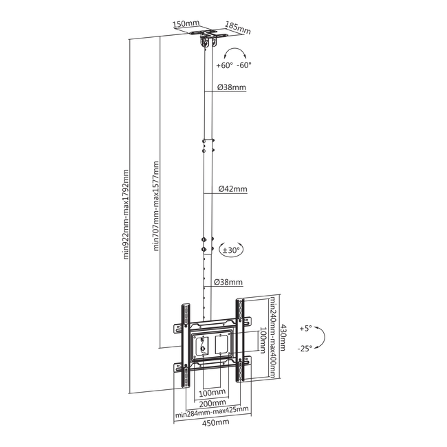 STALAK SBOX Stropni CPLB-9441 (32-70"/50kg/400x400)