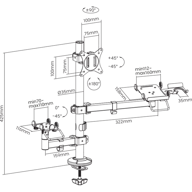 STALAK ZA POS TERMINAL / MONITOR / POS PRINTER SBOX PTM-02S UNIVERZALNI