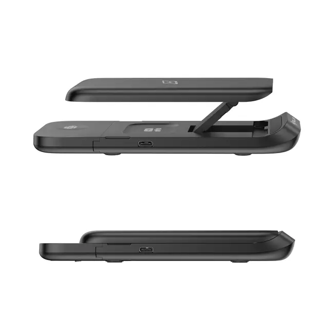 TELLUR 3-IN-1 QI WIRELESS DESK CHARGER, 15W, QI CERTIFIED, FOLDABLE, BLACK