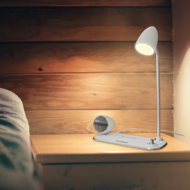 TELLUR NOSTALGIA WIRELESS DESK CHARGER 15W, BLUETOOTH SPEAKER 5W, DESK LAMP, WHITE
