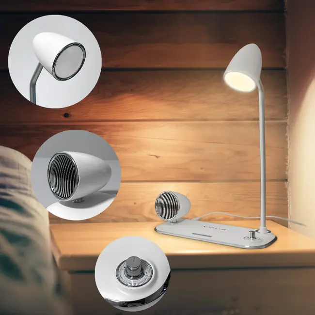 TELLUR NOSTALGIA WIRELESS DESK CHARGER 15W, BLUETOOTH SPEAKER 5W, DESK LAMP, WHITE