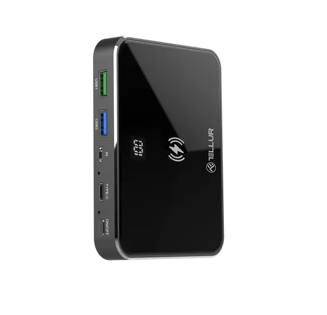 TELLUR POWER BANK GPD100 Graphene 10000mAh power bank Qi + 2xQC3.0 + PD, black