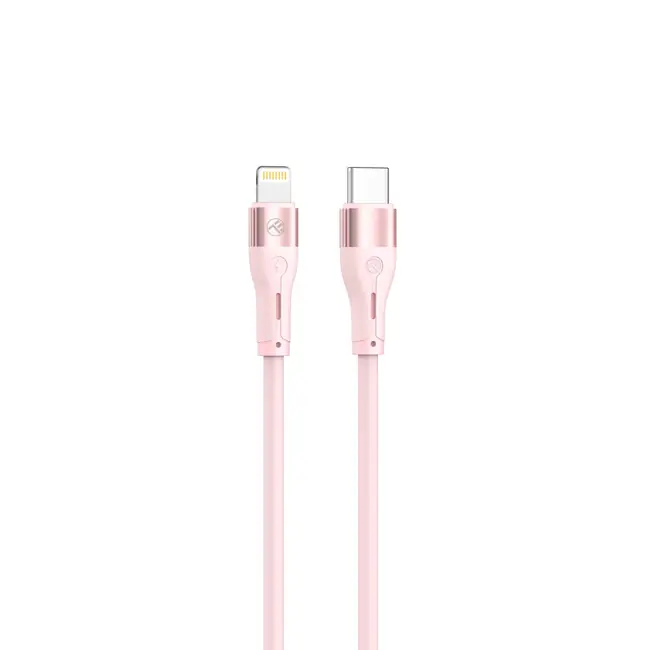 TELLUR SILICONE TYPE-C TO LIGHTNING CABLE, PD30W, 1M, PINK