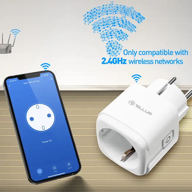 TELLUR SMART WIFI AC DUAL PLUG, ENERGY READING, 16A, 3680W, WHITE