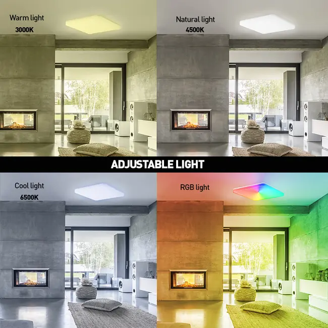 TELLUR SMART WIFI CEILING LIGHT, RGB, 24W, SQUARE, WHITE
