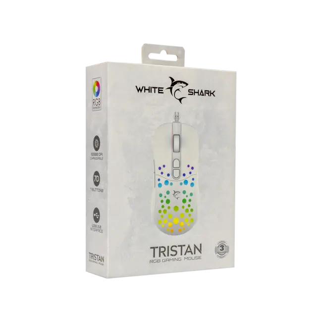 White Shark MIŠ GM-9004 TRISTAN-2 Bijeli RGB / 12.800 dpi