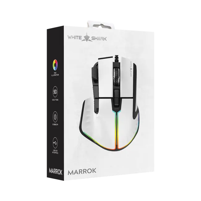 White Shark MIŠ GM-9006 MARROK Bijeli RGB / 12.000 dpi