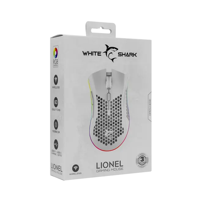 White Shark MIŠ WGM-5012 LIONEL / 10.000 DPI - Bijeli / Wireless