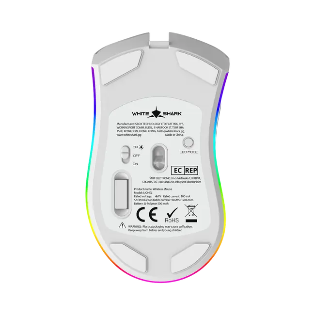 White Shark MOUSE WGM-5012 LIONEL - White / Wireless