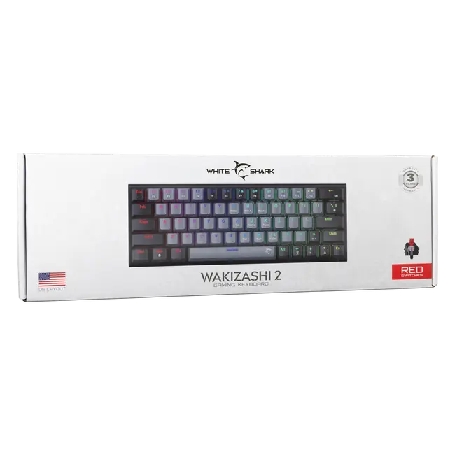 White Shark TIPKOVNICA GK-002711V2 WAKIZASHI-2 / Sivo-crna US-RED.SW