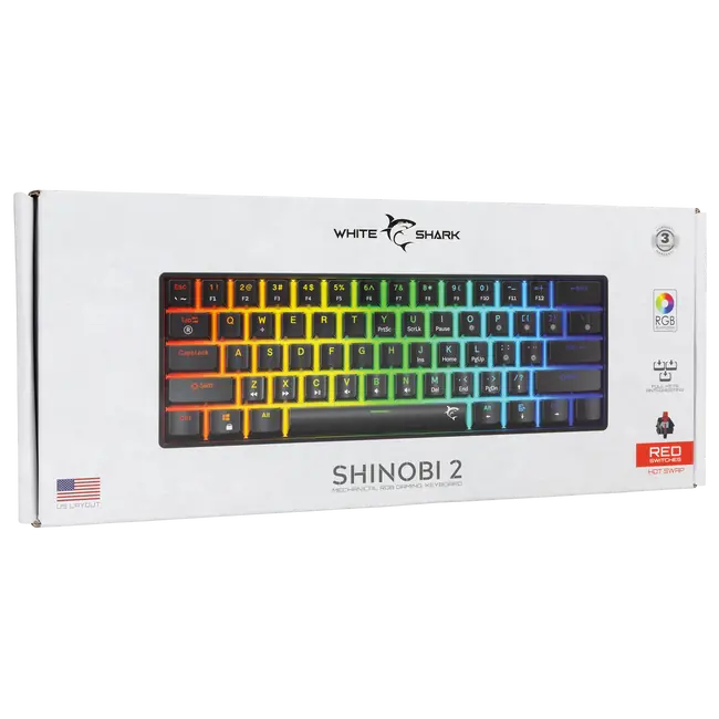 White Shark TIPKOVNICA GK-004113V2 SHINOBI-2 Crna - Mehanicka / HU - RED SW.
