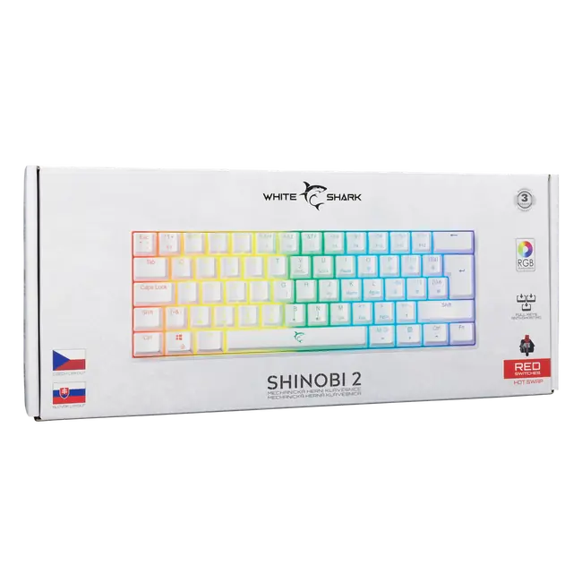 White Shark GK-004115 SHINOBI-2 Keyboard - White / Mechanical / CZ/SK - Red Switches