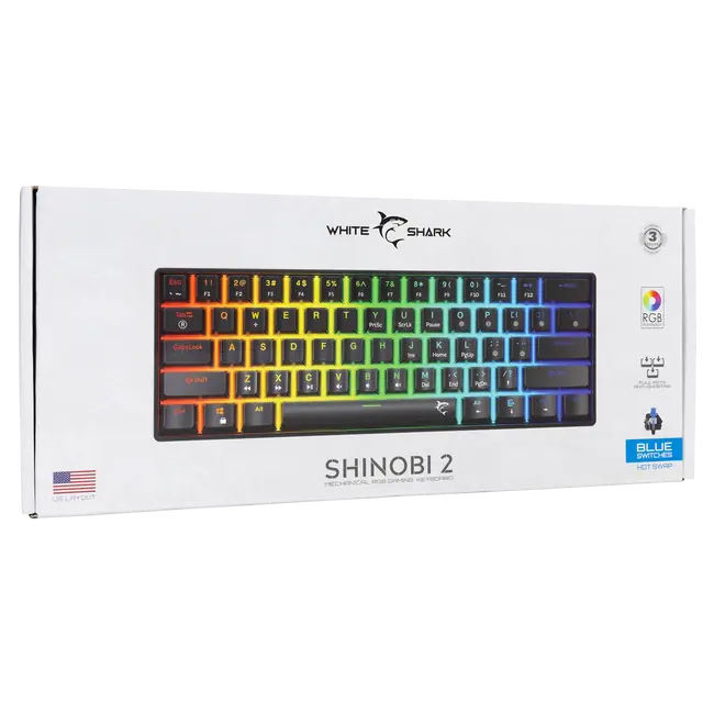 White Shark TIPKOVNICA GK-004123V2 SHINOBI-2 Crna - Mehanicka / HU - PLAVI.SW.