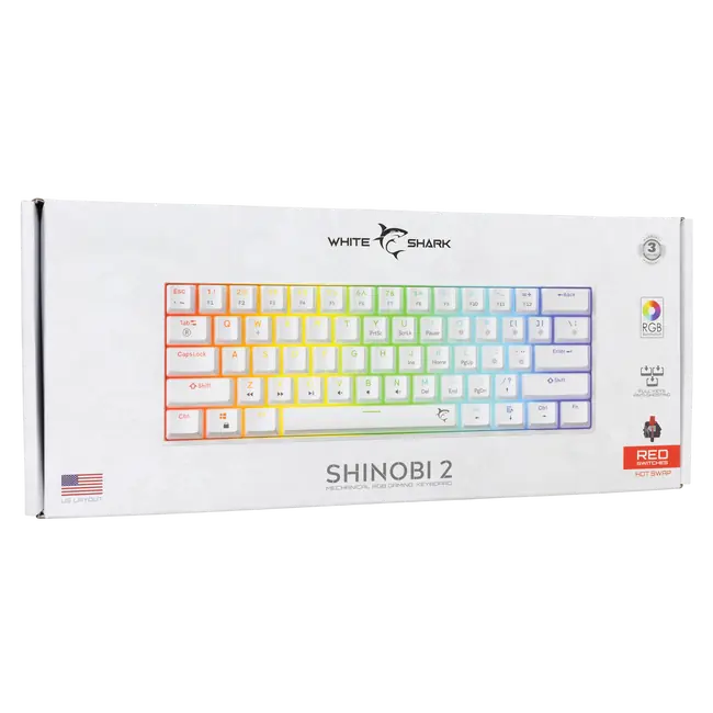 White Shark TIPKOVNICA GK-004213V2 SHINOBI-2 Bijela- Mehanicka / HU - RED SW.