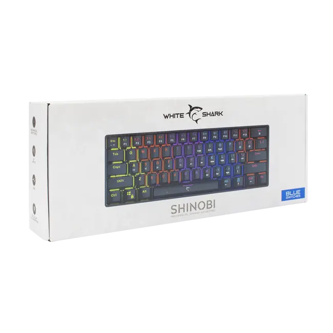 White Shark TIPKOVNICA GK-2022 SHINOBI Crna - Meh. / HR - BLUE SW.