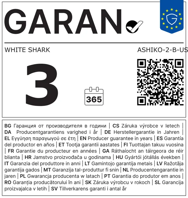 White Shark TIPKOVNICA GK-2202 ASHIKO-2 Crna / US / BLUE.SW.