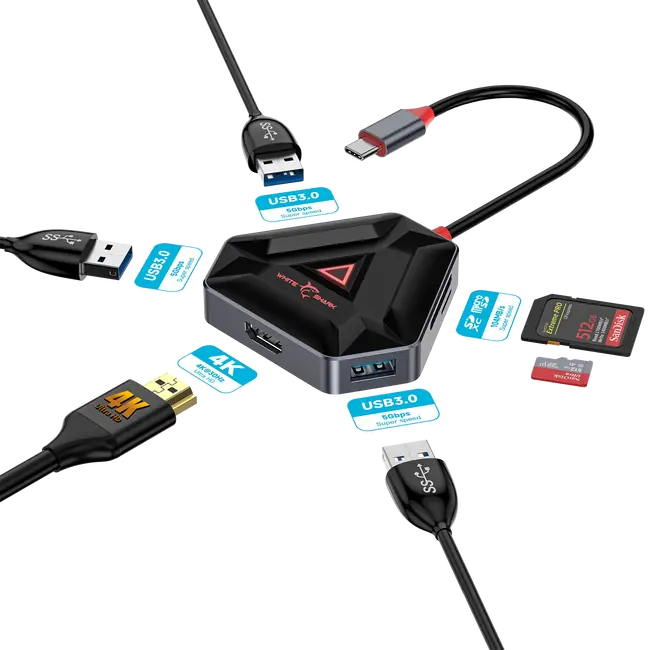 White Shark USB-C HUB HEXAGON 6  u 1