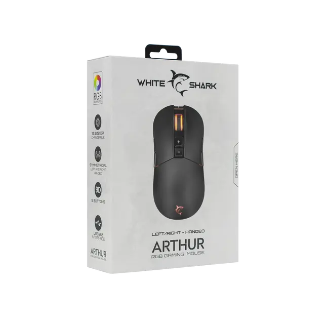 White Shark MIŠ GM-9005 ARTHUR Crni RGB / 10.000 dpi
