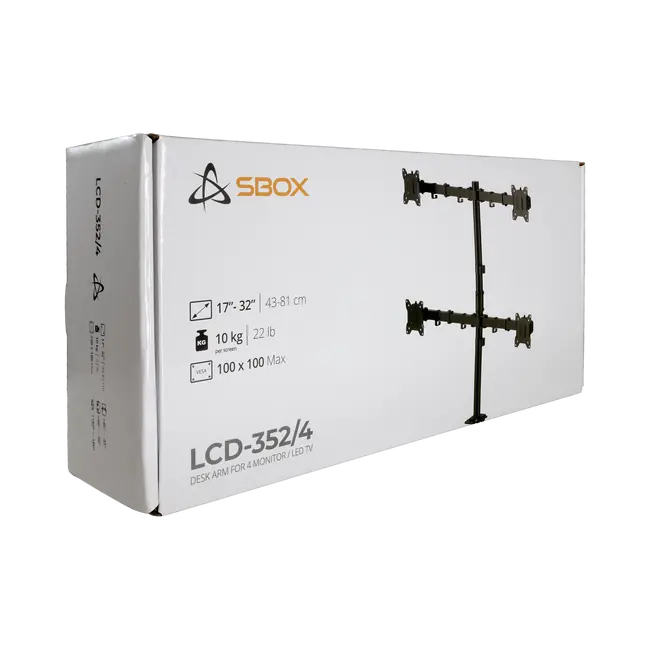 SBOX LCD-352/4-3 Quad Desktop Monitor Stand - 17-32" / 4x10 kg / 100x100
