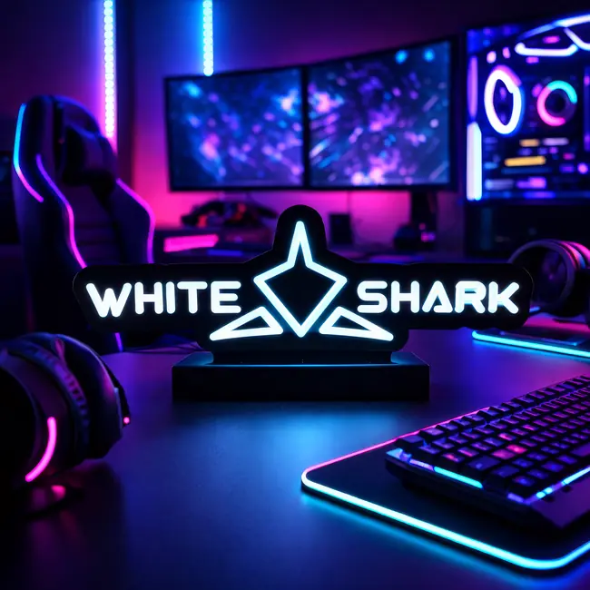WHITE SHARK PROMO LED LOGO/ Crna- stolni