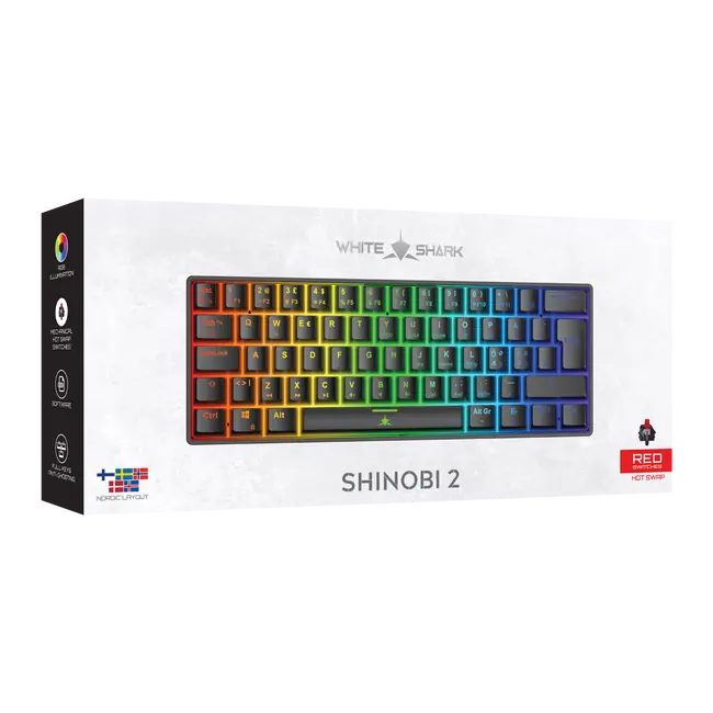 White Shark KEYBOARD GK-004111 SHINOBI-2 - Black / Mechanical / US - Red Switches