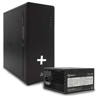 SBOX PCC-500B ATX PC Case with PSU-400 400W Power Supply - Black